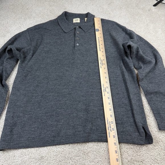 Vintage GAP Merino Wool Knit Polo Sweater Gray Long Sleeve Collared Shirt Mens L - Picture 4 of 6
